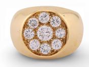 18ct Gold Diamond Cluster Signet Ring image