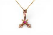 Victorian 18ct Gold Ruby and Diamond Pendant Necklace image