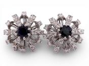 18ct White Gold Sapphire and Diamond Cluster Earrings image