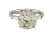 A platinum solitaire ring set with an old European cut image