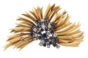 Gold, sapphire and diamond brooch image