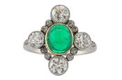 Emerald and diamond ring Circa 1920 image