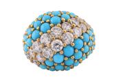 18kt Gold Turquoise and Diamond Bombé Ring image