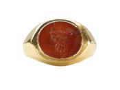 Gold Carnelian Intaglio Signet Ring image