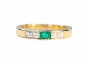 18ct Gold Emerald and Diamond Three Stone Band image