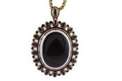 Gold Banded Agate Locket Pendant