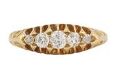 EDWARDIAN DIAMOND FIVE-STONE RING, 1909 image