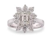 18ct White Gold Emerald Cut Diamond Cluster Ring image