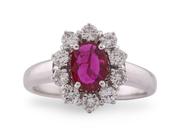 18ct White Gold Ruby and Diamond Cluster Ring image