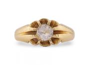 European cut diamond solitaire ring set in 18k yellow gold image