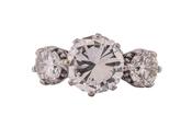 18kt Gold and Platinum Three Stone Diamond Ring 4.28ct