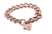 Vintage curb link rose gold bracelet with heart shape locket image