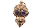 ETRUSCAN REVIVAL AMETHYST AND GOLD TAILSMAN PENDANT image