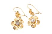 EDWARDAIN GOLD AND DIAMOND FLOWER EARRINGS, CIRCA 1910 image