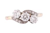 THREE STONE CROSS OVER RING
