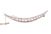 VICTORIAN DIAMOND CRESCENT MOON BROOCH, CIRCA 1890
