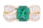 EMERALD AND DIAMOND DRESS RING, CIRCA 1970 image