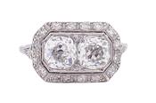 PLATINUM ART DECO CUSHION CUT RING image