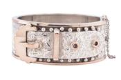 VICTORIAN SILVER AND GOLD BUCKLE BANGLE, CIRCA 1885 image