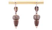 Gold and Hairwork Acorn Drop Earrings