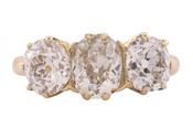 Three Stone Old Cushion Cut Diamond Ring image