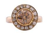 Vintage Edwardian style Cognac diamond cluster ring, circa 1980 image
