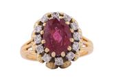 Vintage Tourmaline and Diamond Cluster Cocktail Ring, Circa 1960 image
