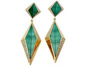 1970's Malachite earrings with diamonds