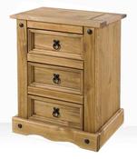 Corona 3 Drawer Bedside Table image