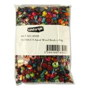 CRAFTY KIDZ 454g BAG WOODEN MULTICOLOURED BEADS ASST. SIZES image