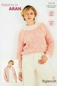 Stylecraft Serene &amp; Grace Aran Pattern 10175 - Sweater &amp; Cardigan