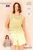 Stylecraft Cotton Twist DK &amp; Colour Burst DK Pattern 10208 - Crochet Flower Motif Top &amp; Sweater