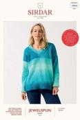 Sirdar Jewelspun Ombre Aran Pattern 10845 - Truly Madly Deep V Sweater