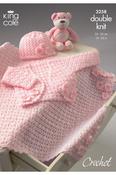 King Cole Comfort DK Pattern 3258 - Crochet Bolero, Hat &amp; Pram Blanket image