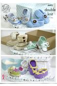 King Cole Cherish &amp; Cherished DK Pattern 4492 - Crochet Baby Shoes