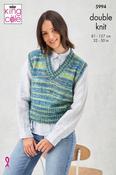 King Cole Homespun Prism DK Pattern 5994 - Ladies Round &amp; V Neck Tanks