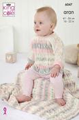 King Cole Cosy Love Aran Pattern 6047 - Top, Sweater, Hat &amp; Blanket