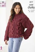 King Cole Big Value Super Chunky Pattern 6217 - Sweater &amp; Cardigan image