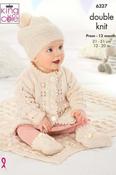 King Cole Glitz DK Pattern 6327 - Matinee Coat, Cardigan, Hats, Bootees &amp; Blanket