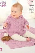 King Cole Comfort Aran Pattern 6329 - Jacket, Hat, Hooded Top &amp; Blanket