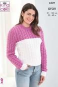 King Cole Fashion Aran Pattern 6339 - Sweater &amp; Slipover