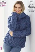 King Cole Big Value Super Chunky Tweed Pattern 6361 - Sweater &amp; Cardigan