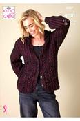 King Cole Firefly Aran Pattern 6447 - Sweater &amp; Cardigan