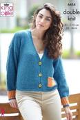King Cole Eternity DK Pattern 6454 - V Neck Cardigan &amp; Sweater