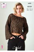 King Cole Firefly Aran Pattern 6490 - Crochet Top &amp; Vest