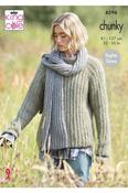King Cole Flair Solo Chunky Pattern 6596 - Sweater, Cardigan &amp; Scarf