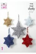 King Cole Tinsel Chunky Knitting Pattern 9106 - Tinsel Stars image