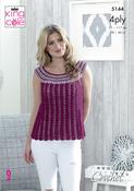 King Cole Giza Cotton &amp; Sorbet 4 Ply Pattern 5144 - Crochet Sleeveless &amp; Short Sleeve Tops
