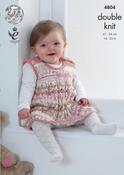 King Cole Cherish &amp; Cherished DK Pattern 4804 - Jacket, Pinafore Dress, Tank Top &amp; Hat