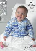King Cole Cherish &amp; Cherished DK Pattern 4417 - Crochet Cardigan &amp; Waistcoat